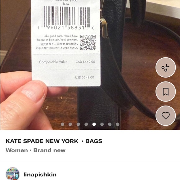 Kate Spade   Elegant Black Crossbody Bag Tote City Bag Peddle leather I - Picture 3 of 12